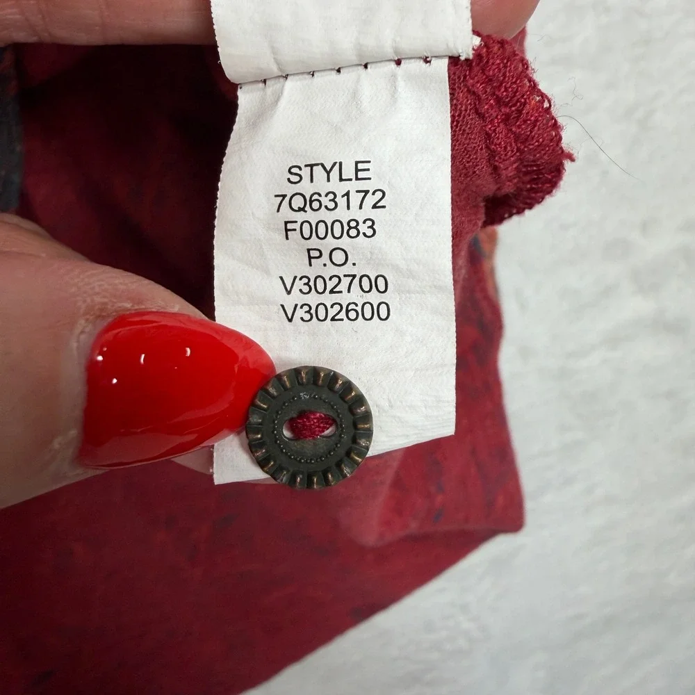 Lucky Brand Plus 1X Boho Top Button Front Cap Sleeve Paisley Medallion Peasant - Picture 8 of 12